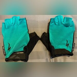 Sport Gel Women's Fingerless Gloves Cycling Gloves- Teal and Black